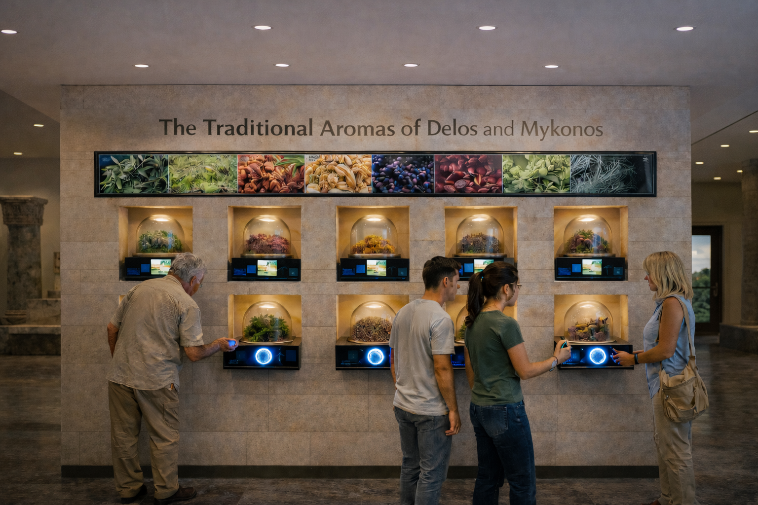 Interactive aroma wall — The Traditional Aromas of Delos and Mykonos