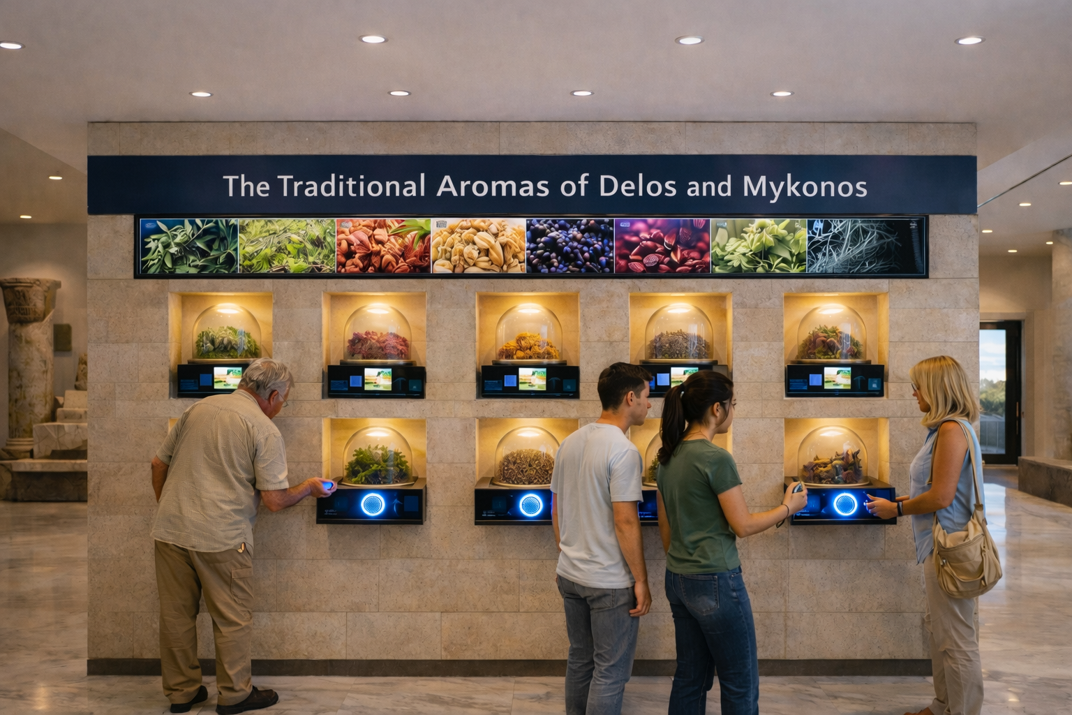Interactive aroma wall — The Traditional Aromas of Delos and Mykonos